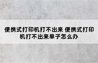 便携式打印机打不出来 便携式打印机打不出来单子怎么办